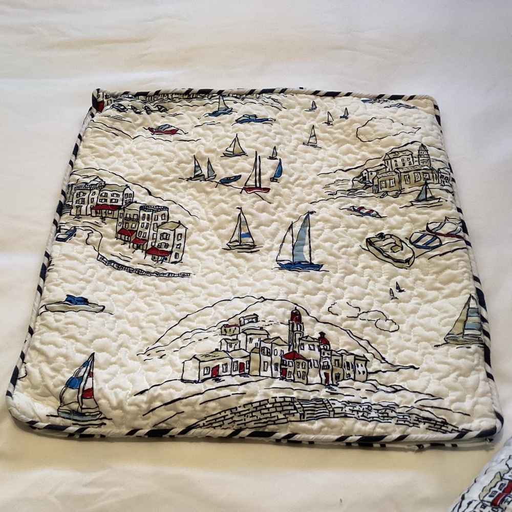 Nautical Throw and matching toss pillow cover,reversible stripe side. - Picture 7 of 7